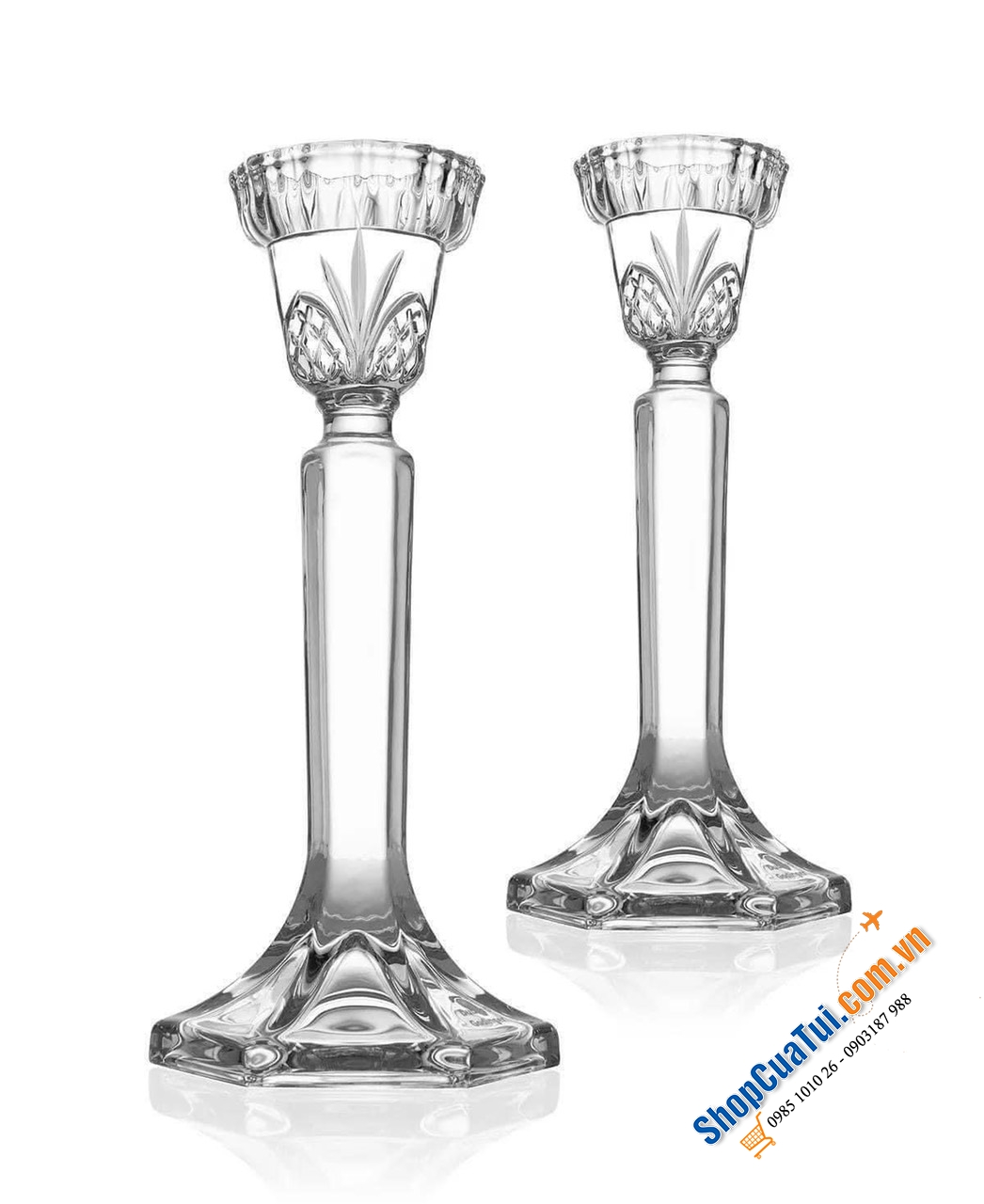 Sét 2 chân nến Dublin Tapered Candlesticks - sang trọng duyên dáng và thiết kế đường cắt rực rỡ của pha lê