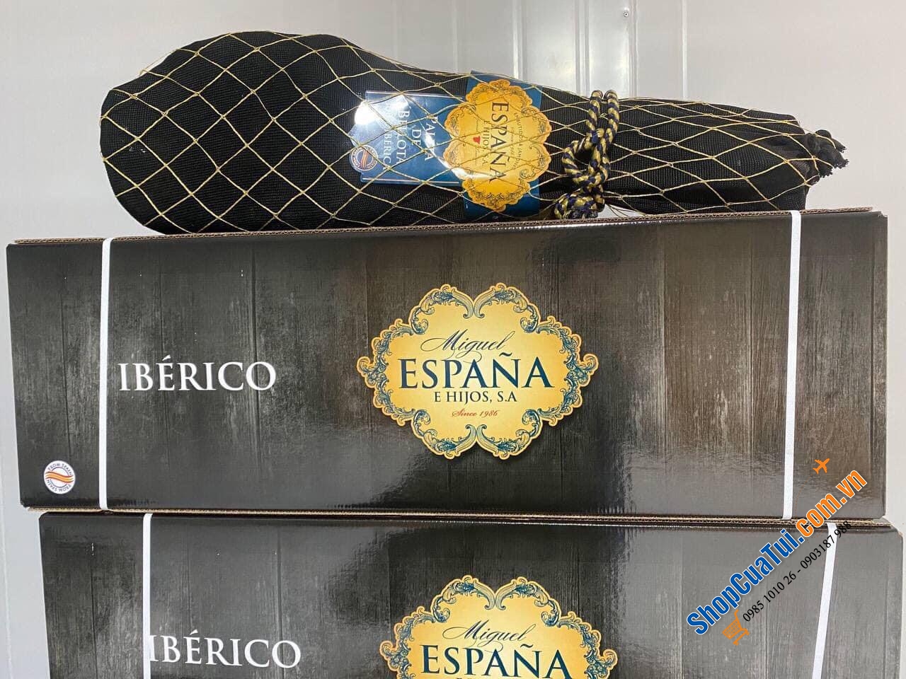 ĐÙI HEO ĐEN BELLOTA  100% IBERICA thương hiệu nổi tiếng ESPANA -  TEM ĐEN cao cấp  nhất THẾ GIỚI  -  JAMON ĐÙI HEO MUỐI NGUYÊN XƯƠNG 5-5,5kg