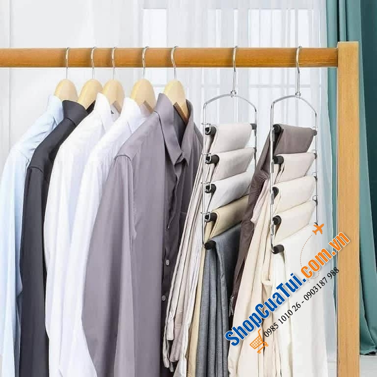 Set móc treo quần treo khăn siêu tiết kiệm diện tích SONGMICS - loại 3 layer