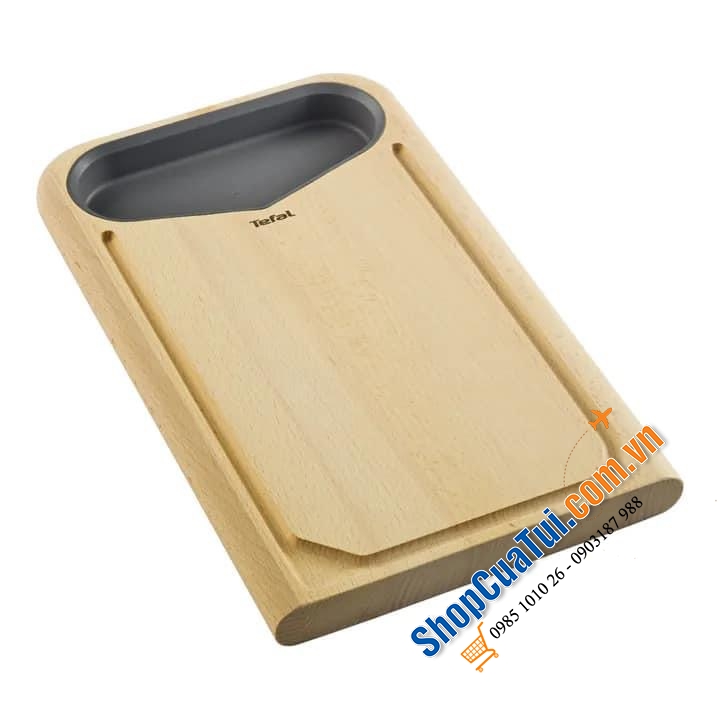 THỚT THÁI TEFAL GỖ SỒI TỰ NHIÊN KÈM KHAY ĐỰNG.