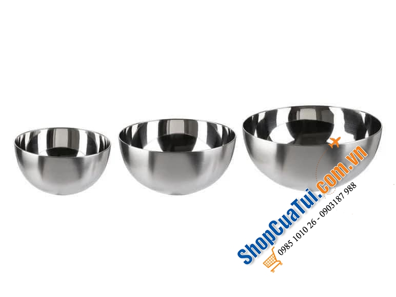 Bộ 3 bát inox cao cấp Ernesto dáng bầu tròn siêu đẹp.