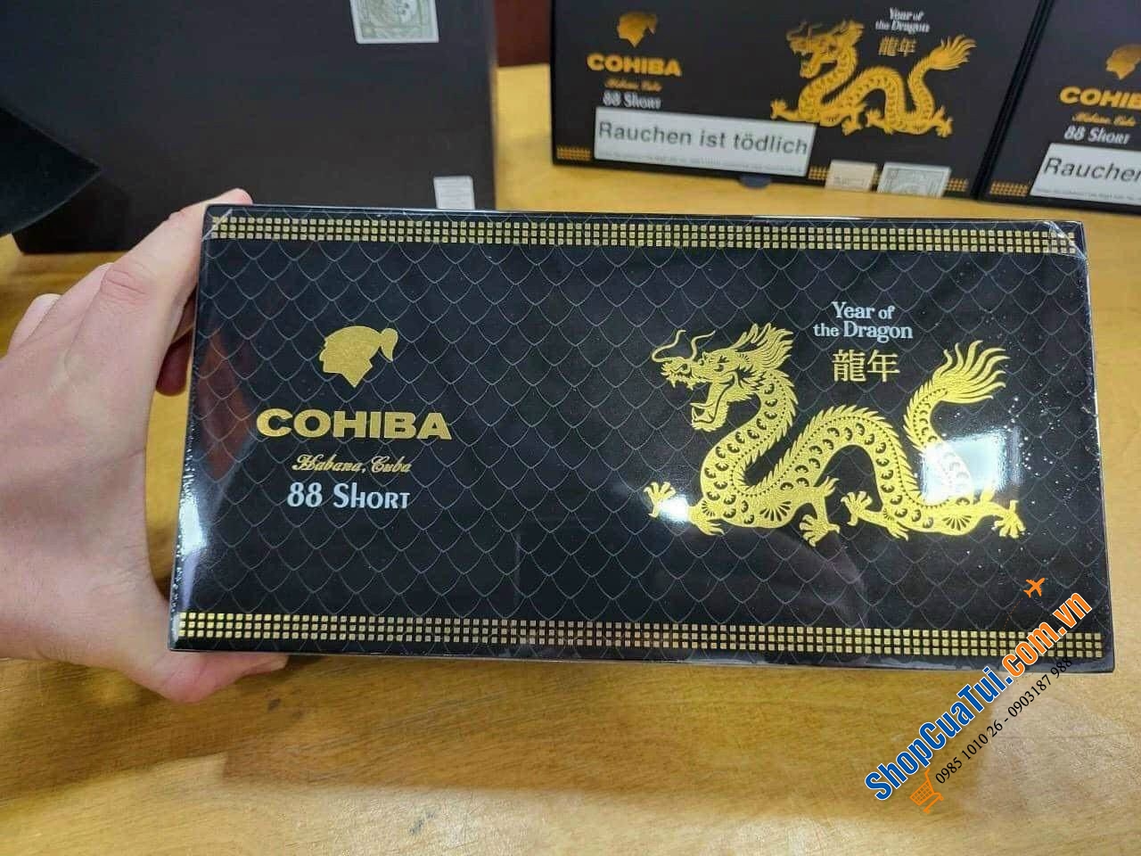 Cigar Cohiba Short 88 bản cho Tết 2024 - hình rồng vàng - Cohiba 88 Short YEAR of the OX (xì gà phiên bản 88 điếu Limited SX riêng cho năm Giáp Thìn có in hình con rồng)