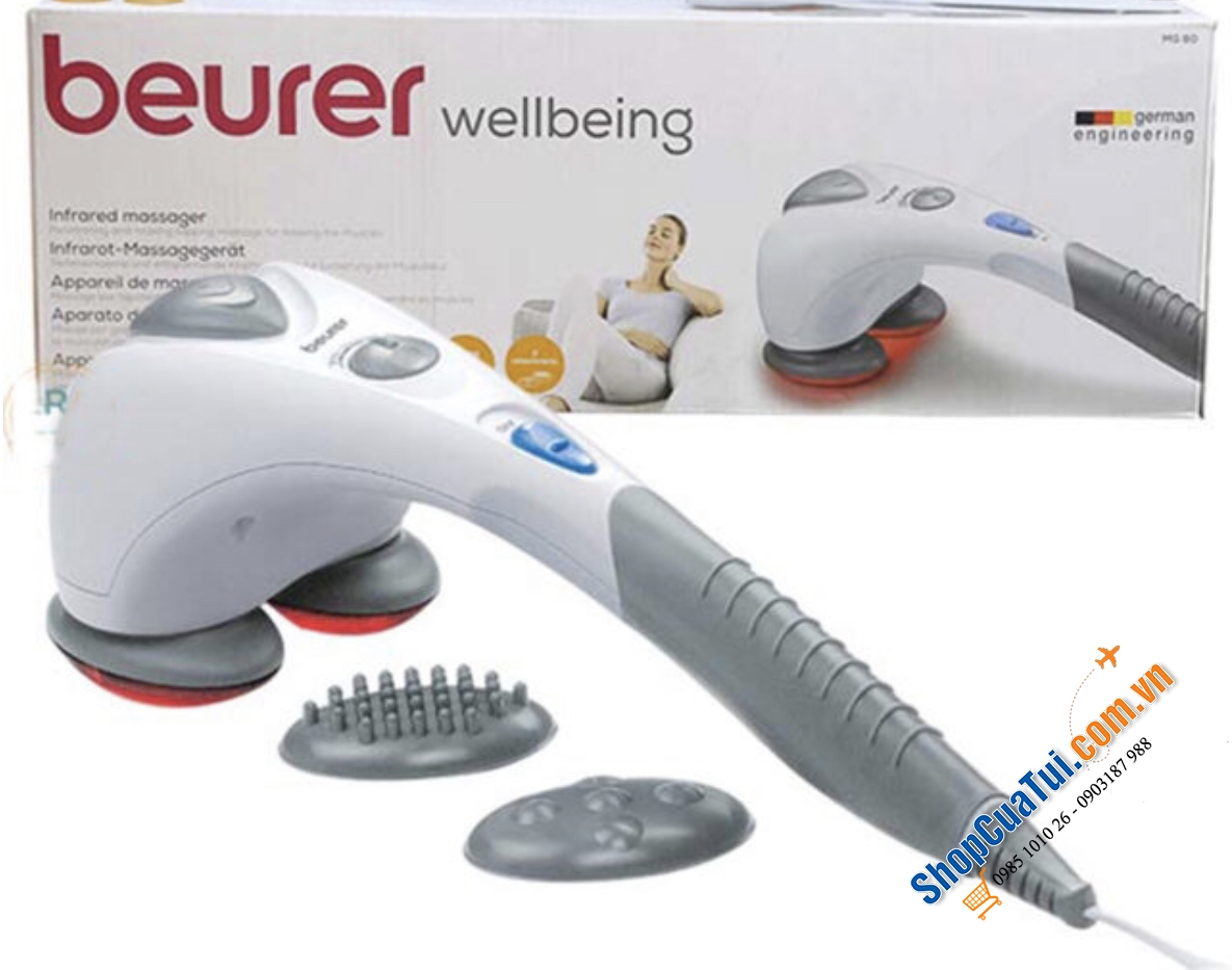 MÁY MASSAGE CẦM TAY BEURER MG80 có hồng ngoại kèm 2 đầu massage rời