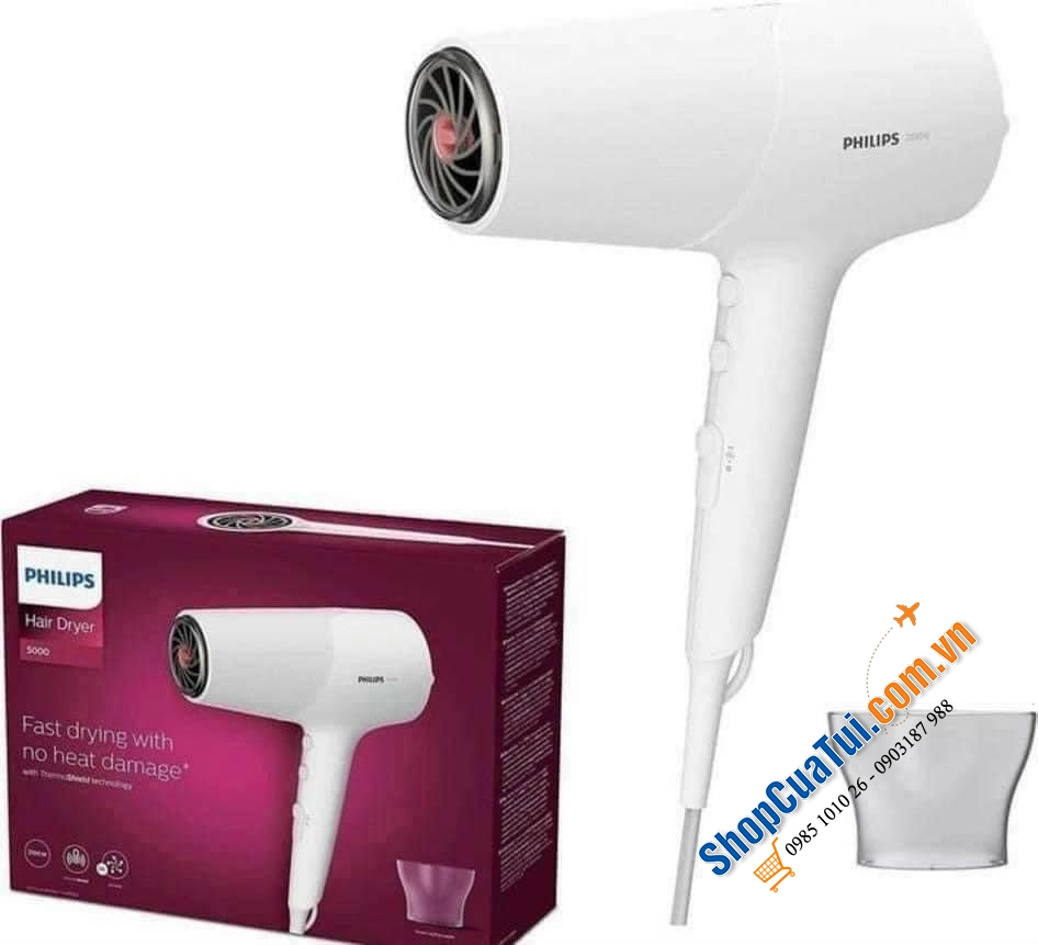 MÁY SẤY TÓC PHILIPS SERIES 5000 BHD500/00 công suất 2100w màu trắng trang nhã