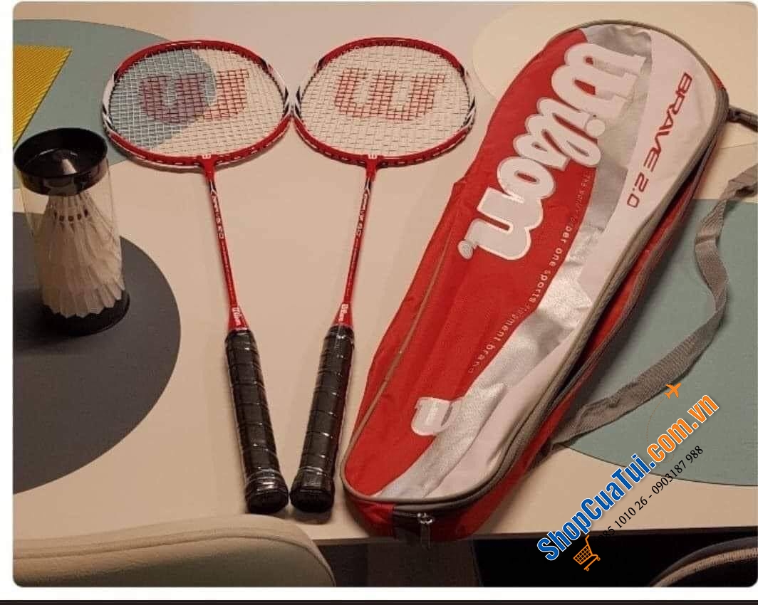 Bộ vợt cầu lông Wilson Badminton phiên bản mới Brave 2.0 (2 màu đỏ và vàng) hàng hiệu xịn & chất