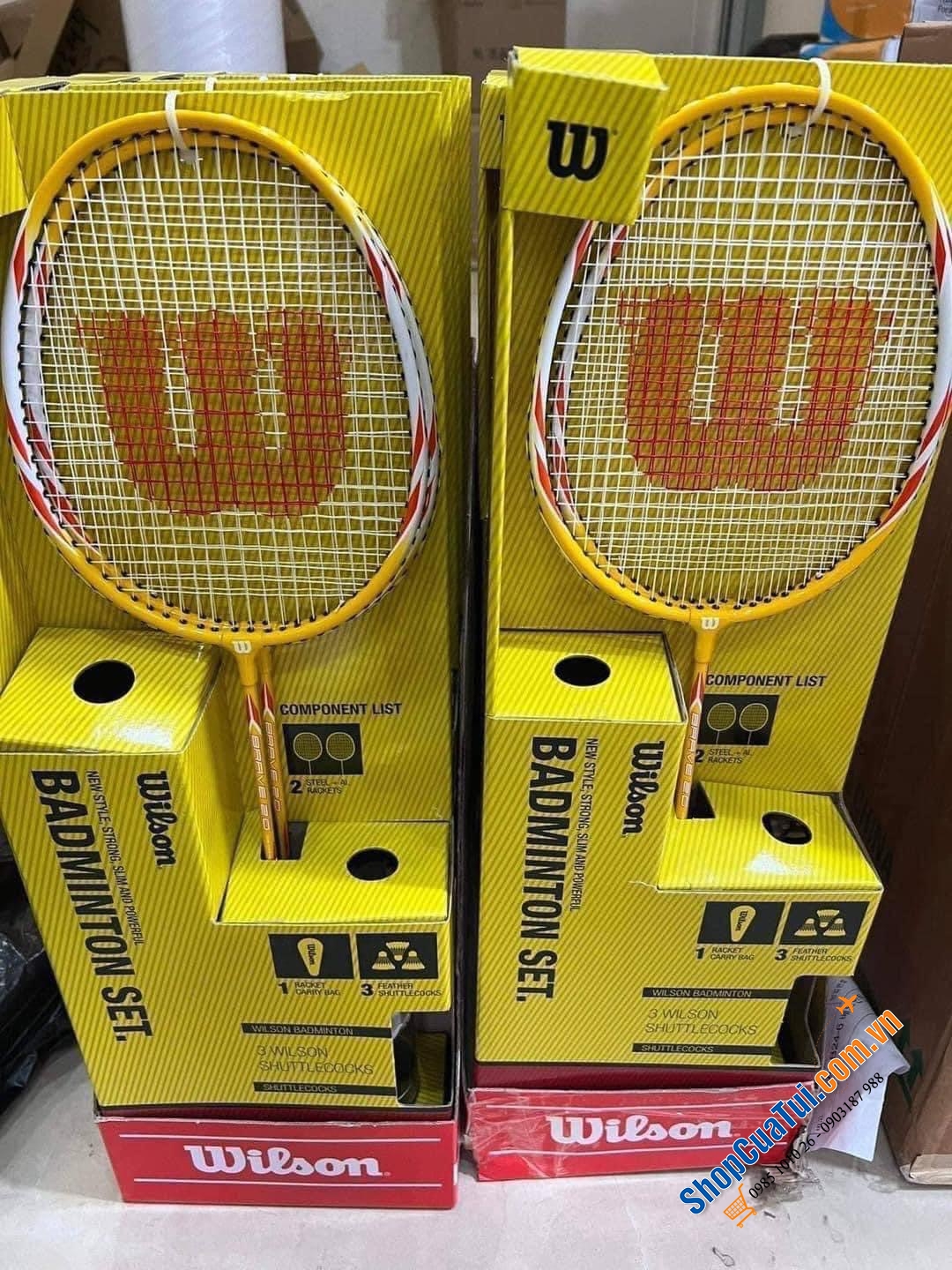 Bộ vợt cầu lông Wilson Badminton phiên bản mới Brave 2.0 (2 màu đỏ và vàng) hàng hiệu xịn & chất