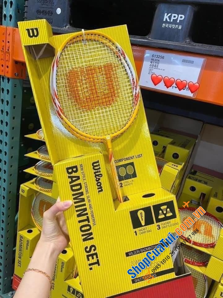 Bộ vợt cầu lông Wilson Badminton phiên bản mới Brave 2.0 (2 màu đỏ và vàng) hàng hiệu xịn & chất