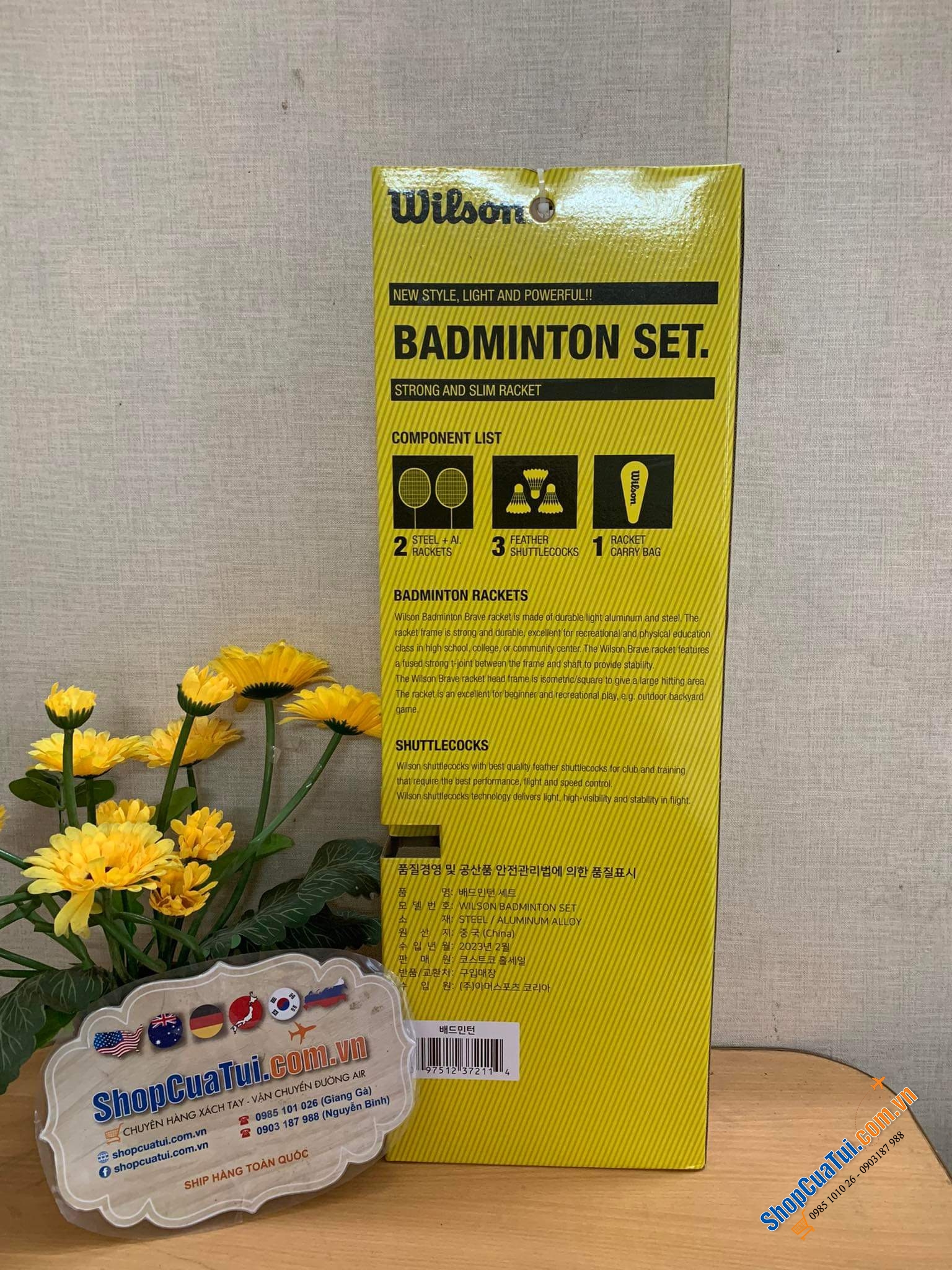 Bộ vợt cầu lông Wilson Badminton phiên bản mới Brave 2.0 (2 màu đỏ và vàng) hàng hiệu xịn & chất