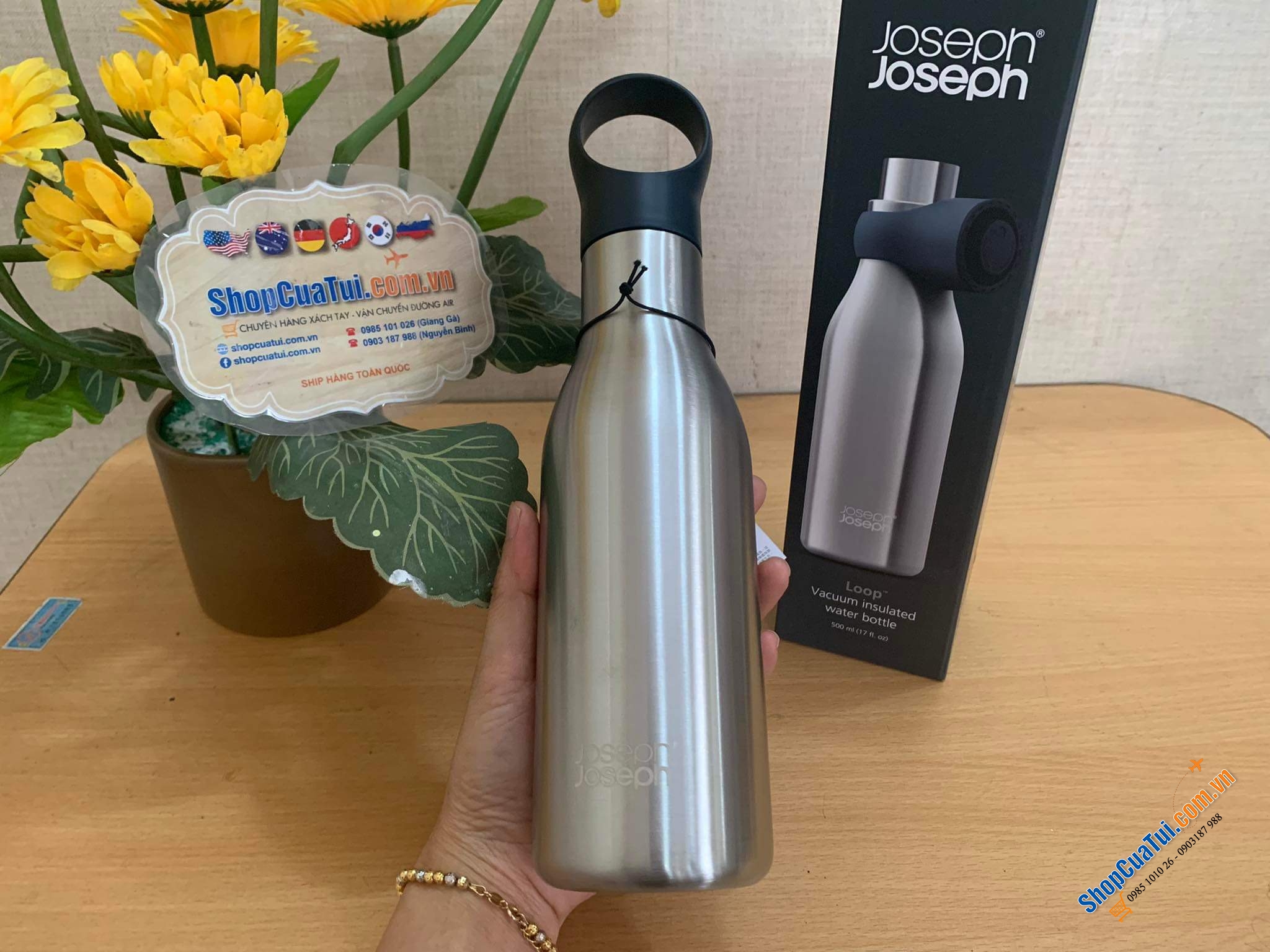 Bình giữ nhiệt Joseph Joseph Loop 500ml màu cam hồng hoặc inox
