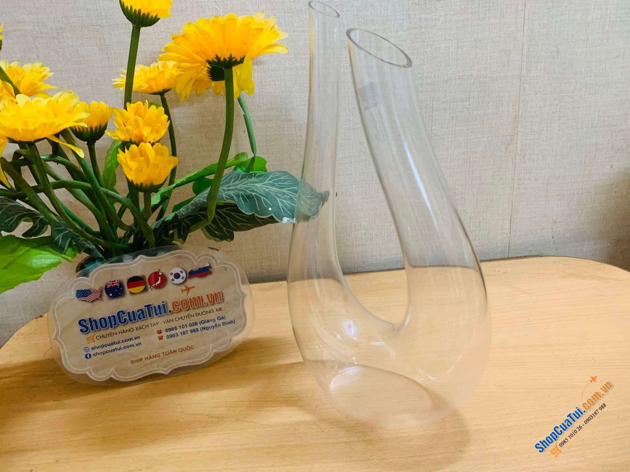 BÌNH LẮC CHỮ U 33CM dung tích 1500ml - bình thở rượu vang RONA - Made in SEC