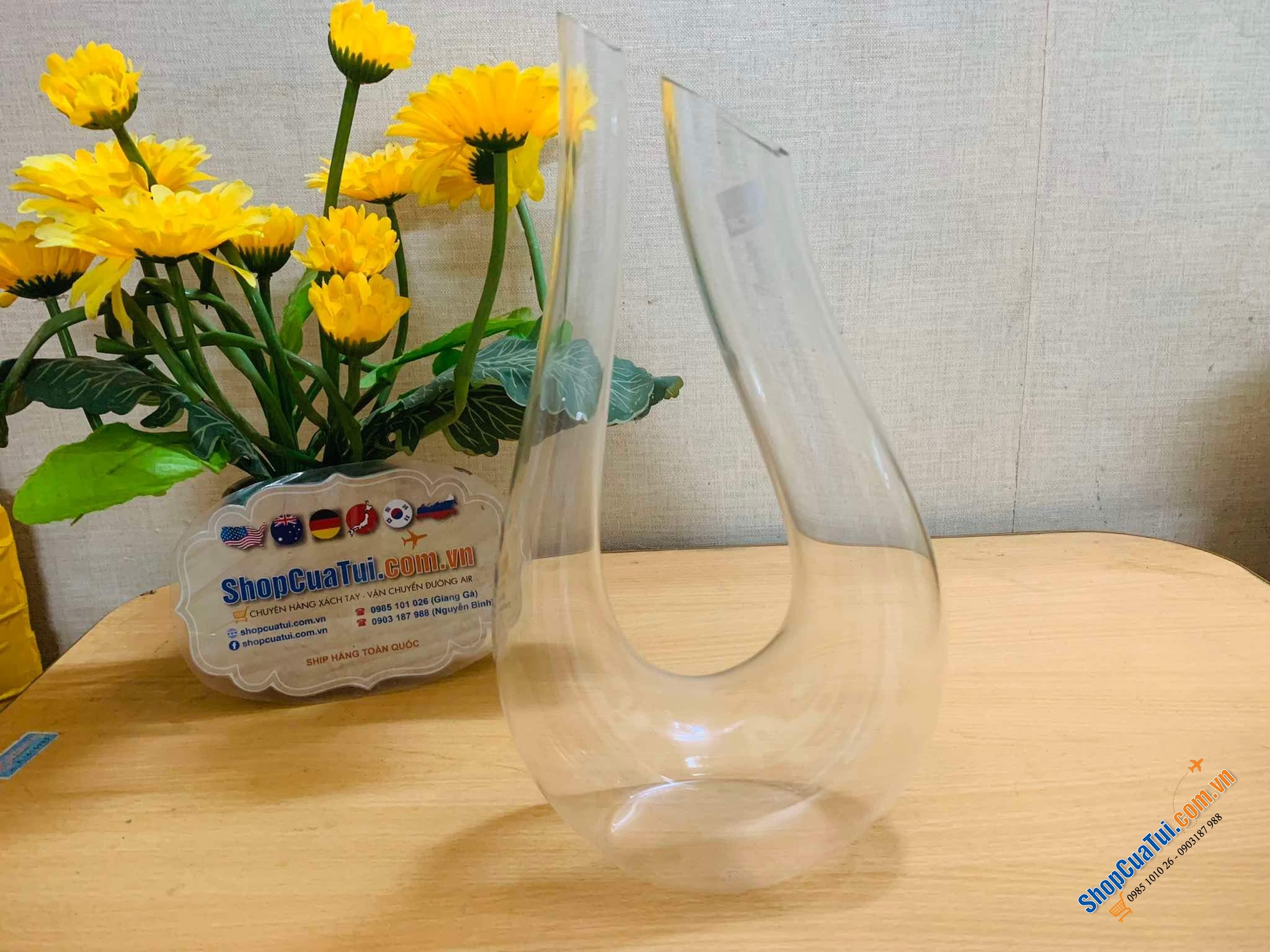 BÌNH LẮC CHỮ U 33CM dung tích 1500ml - bình thở rượu vang RONA - Made in SEC