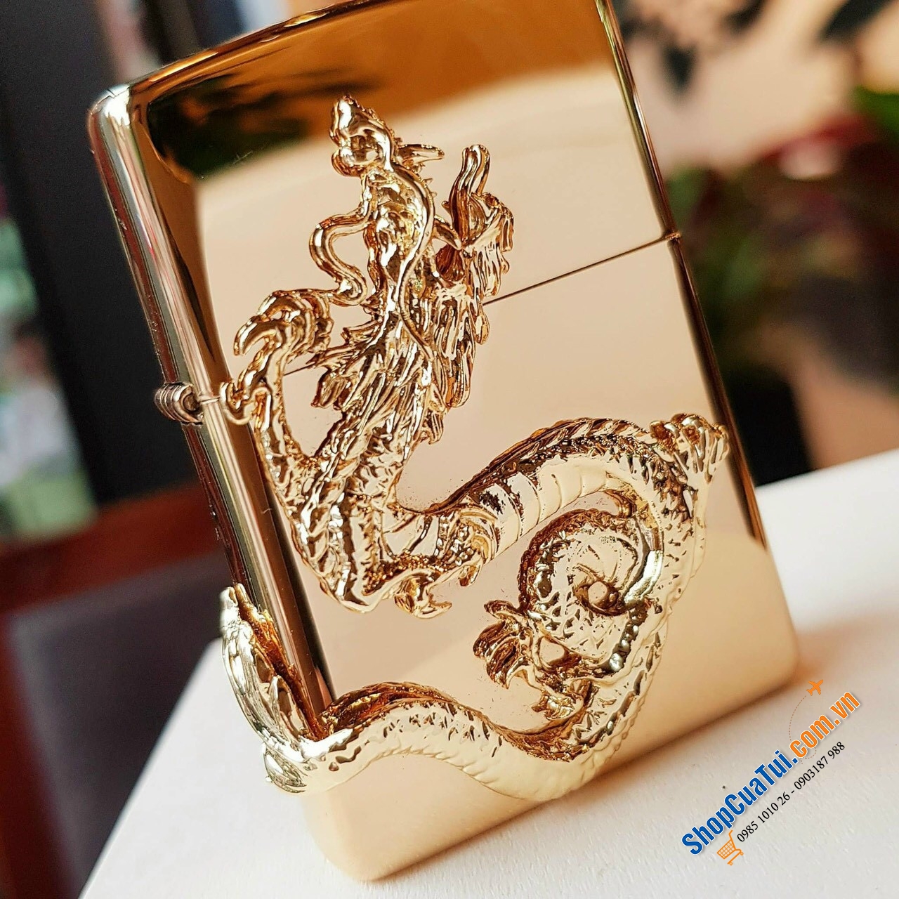 Bật lửa Zippo rồng vàng 3D trong bộ sưu tập 12 con giáp Châu Á tuyệt đẹp - Made in USA - tượng trưng cho quyền lực, danh dự, thành công