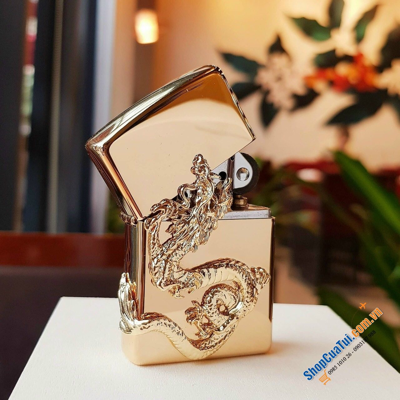 Bật lửa Zippo rồng vàng 3D trong bộ sưu tập 12 con giáp Châu Á tuyệt đẹp - Made in USA - tượng trưng cho quyền lực, danh dự, thành công