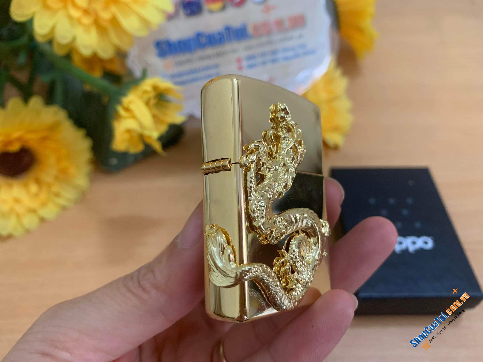 Bật lửa Zippo rồng vàng 3D trong bộ sưu tập 12 con giáp Châu Á tuyệt đẹp - Made in USA - tượng trưng cho quyền lực, danh dự, thành công