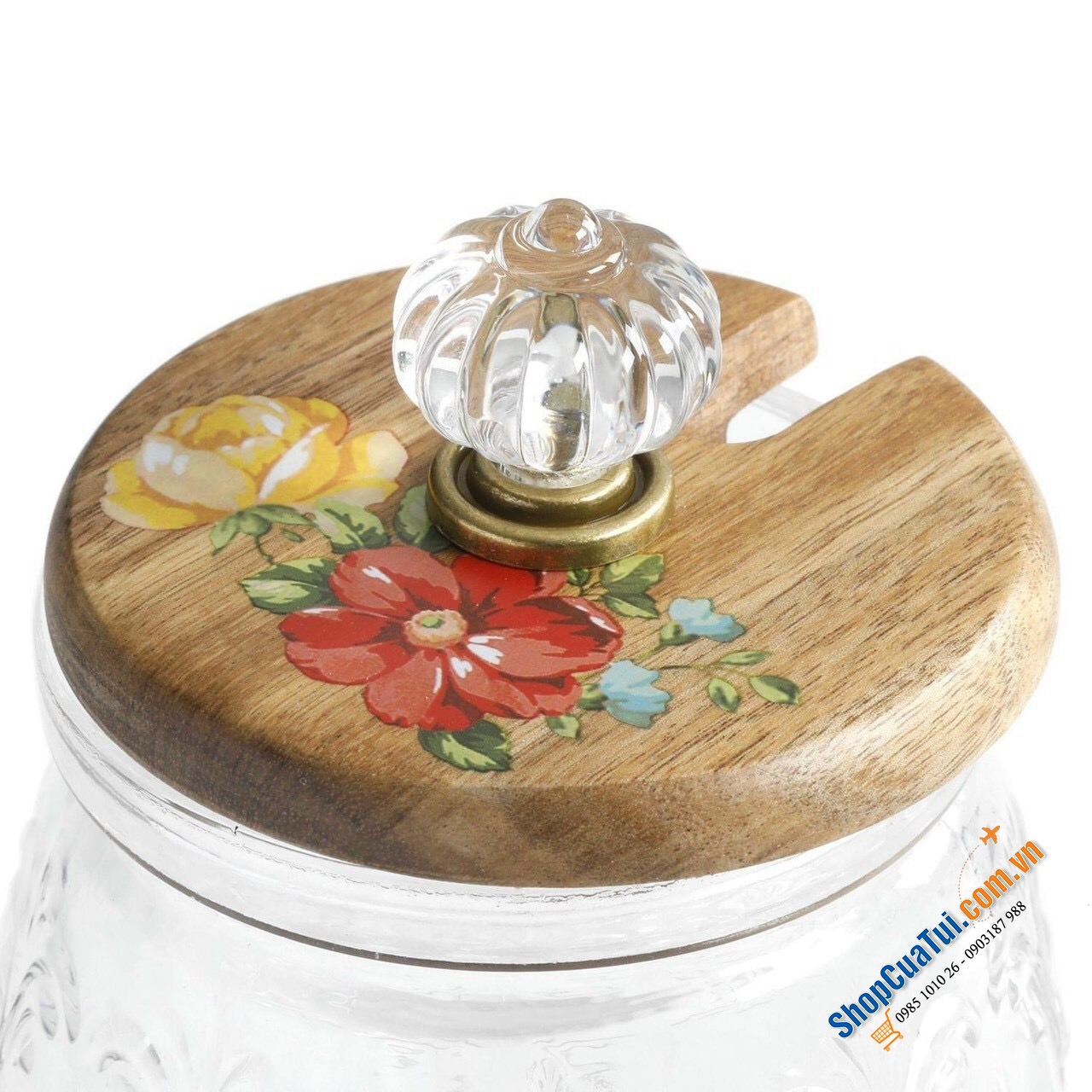HŨ MẬT ONG THE PIONEER WOMAN thiết kế Vintage Floral của Ree bằng thuỷ tinh cao cấp