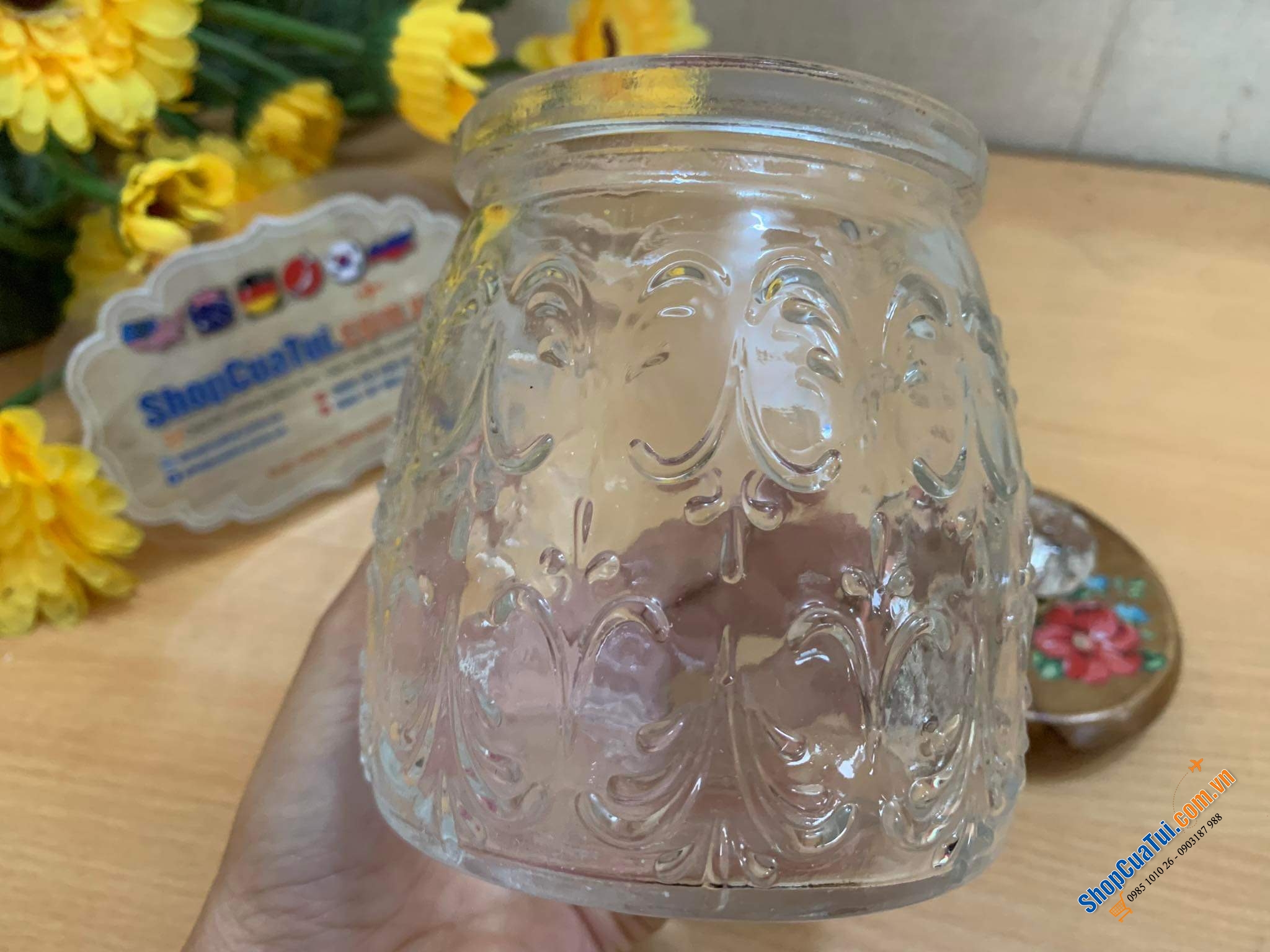 HŨ MẬT ONG THE PIONEER WOMAN thiết kế Vintage Floral của Ree bằng thuỷ tinh cao cấp