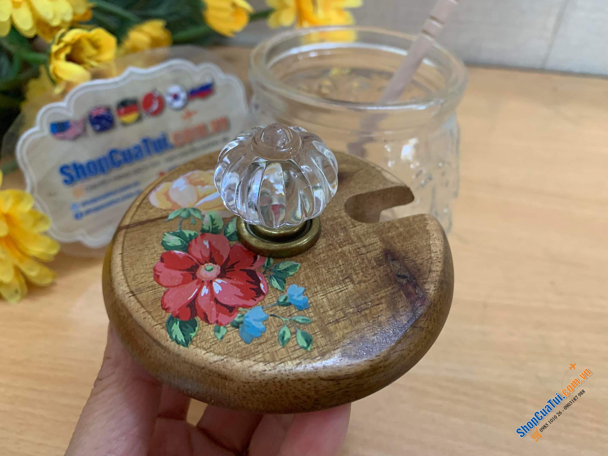 HŨ MẬT ONG THE PIONEER WOMAN thiết kế Vintage Floral của Ree bằng thuỷ tinh cao cấp