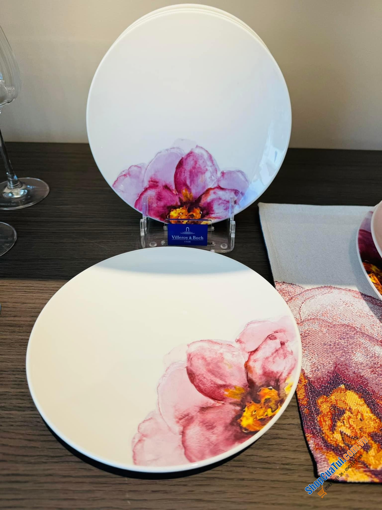 SET ĐÔI ĐĨA PHẲNG ĂN SÁNG VILLEROY BOCH ROSE GARDEN 21 CM - MADE IN GERMANY