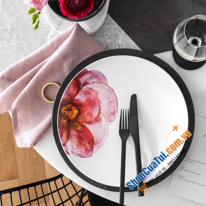 SET ĐÔI ĐĨA PHẲNG ĂN SÁNG VILLEROY BOCH ROSE GARDEN 21 CM - MADE IN GERMANY