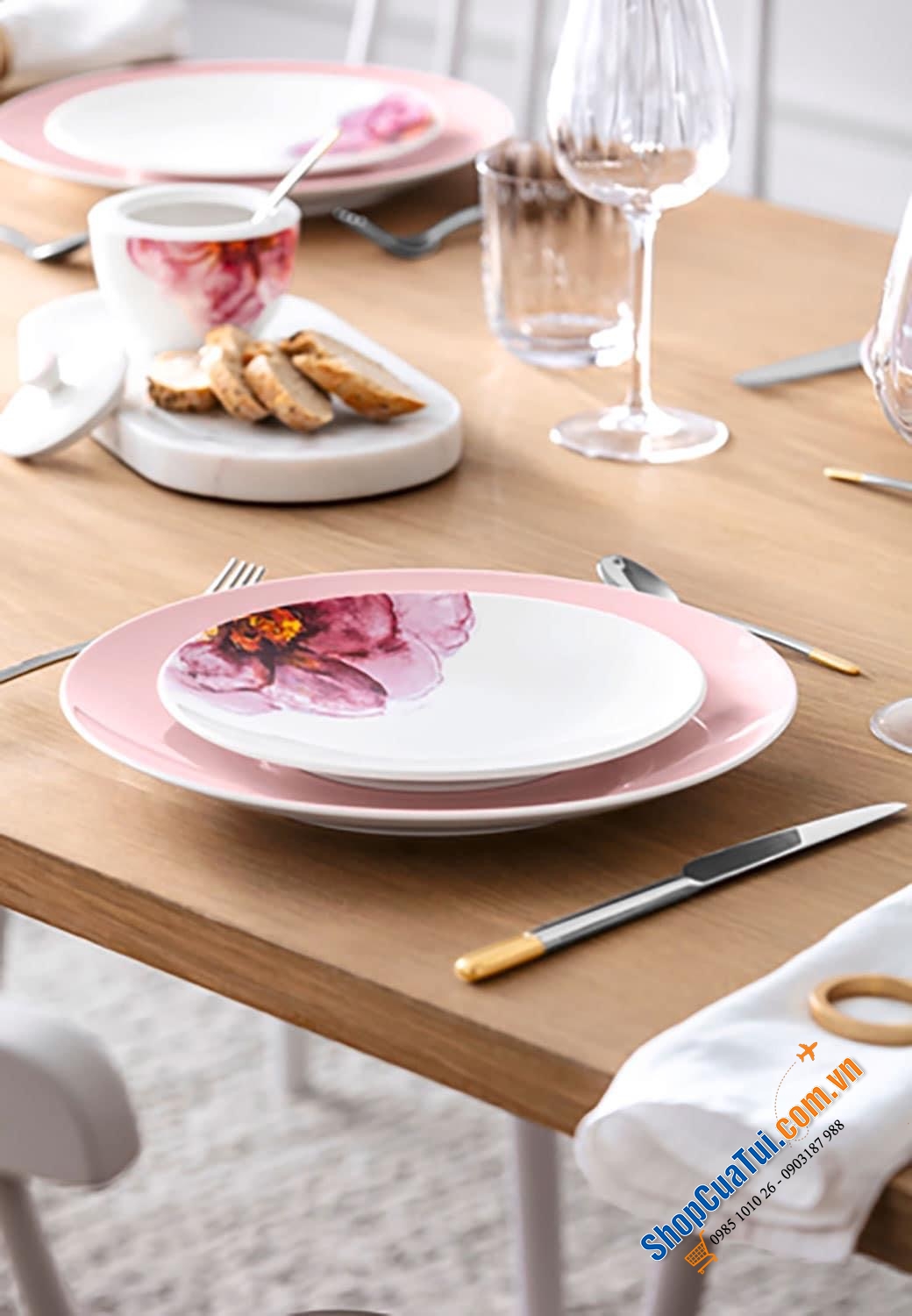 SET ĐÔI ĐĨA PHẲNG ĂN SÁNG VILLEROY BOCH ROSE GARDEN 21 CM - MADE IN GERMANY