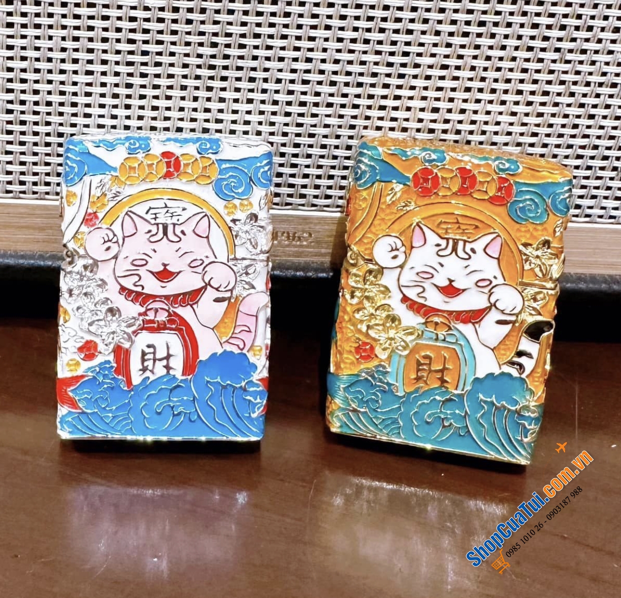 Bật lửa Zippo Mèo Thần Tài Dạ Quang, phát sáng giữa đêm tối - Made in USA - Vỏ hộp sang chảnh