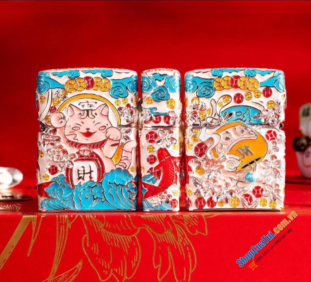 Bật lửa Zippo Mèo Thần Tài Dạ Quang, phát sáng giữa đêm tối - Made in USA - Vỏ hộp sang chảnh