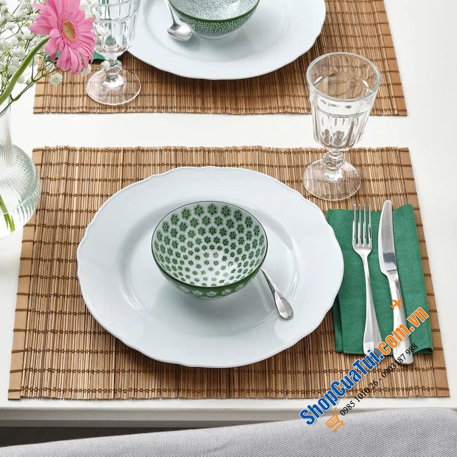 SET BÁT ĂN CƠM  IKEA HOA VĂN XANH ENTUSIASM ĐỨC 12 CM.