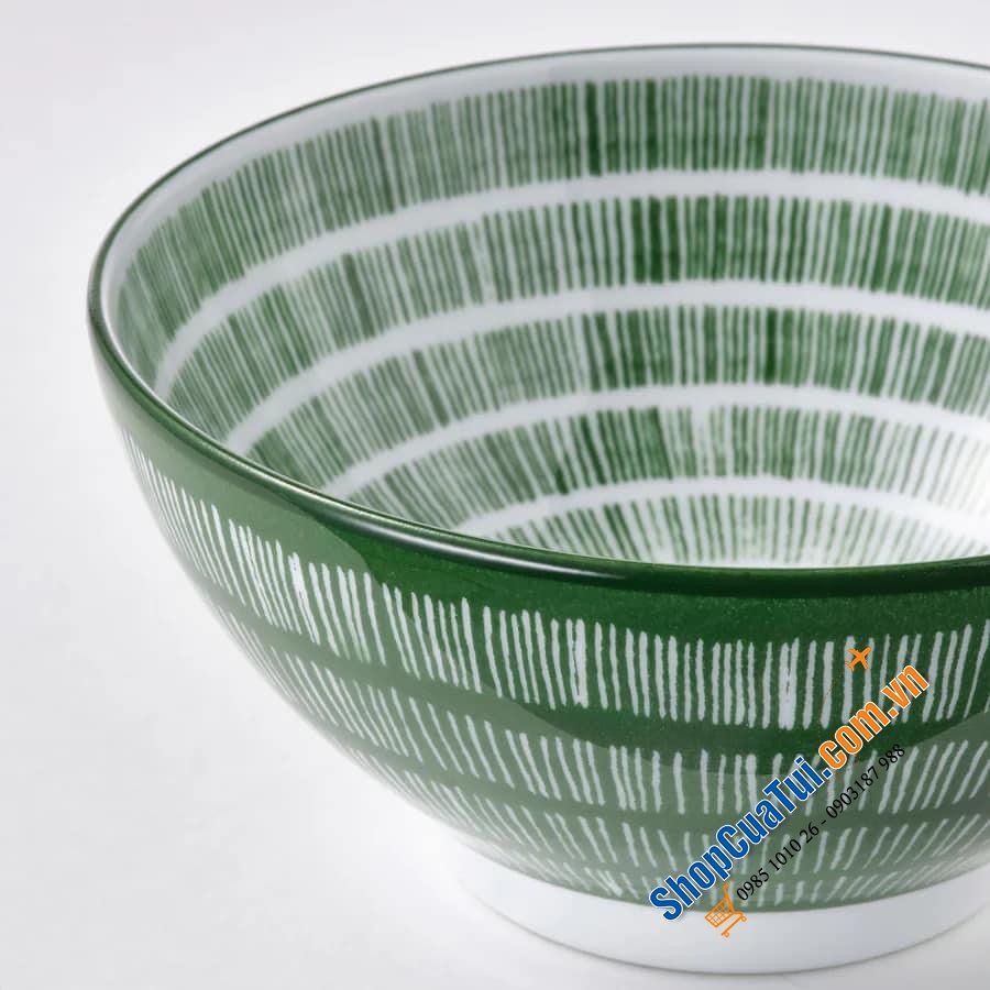 SET BÁT ĂN CƠM  IKEA HOA VĂN XANH ENTUSIASM ĐỨC 12 CM.