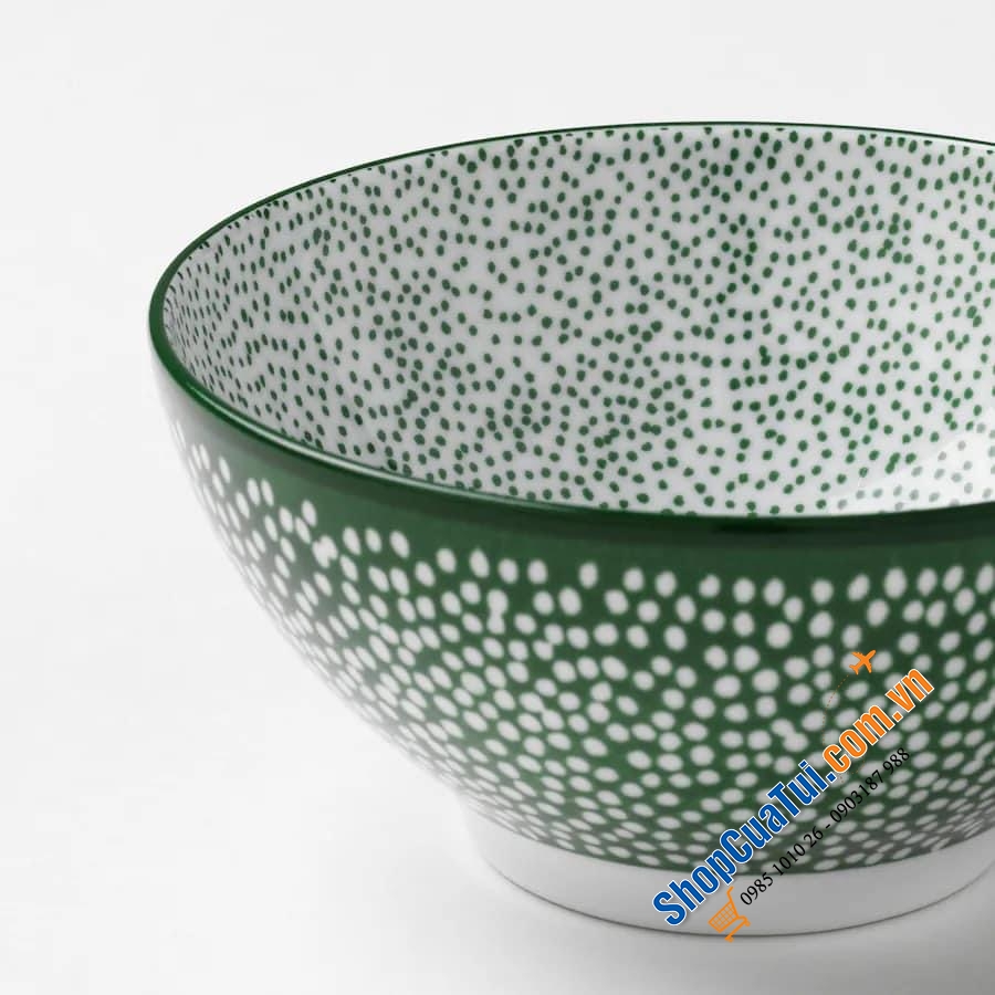 SET BÁT ĂN CƠM  IKEA HOA VĂN XANH ENTUSIASM ĐỨC 12 CM.