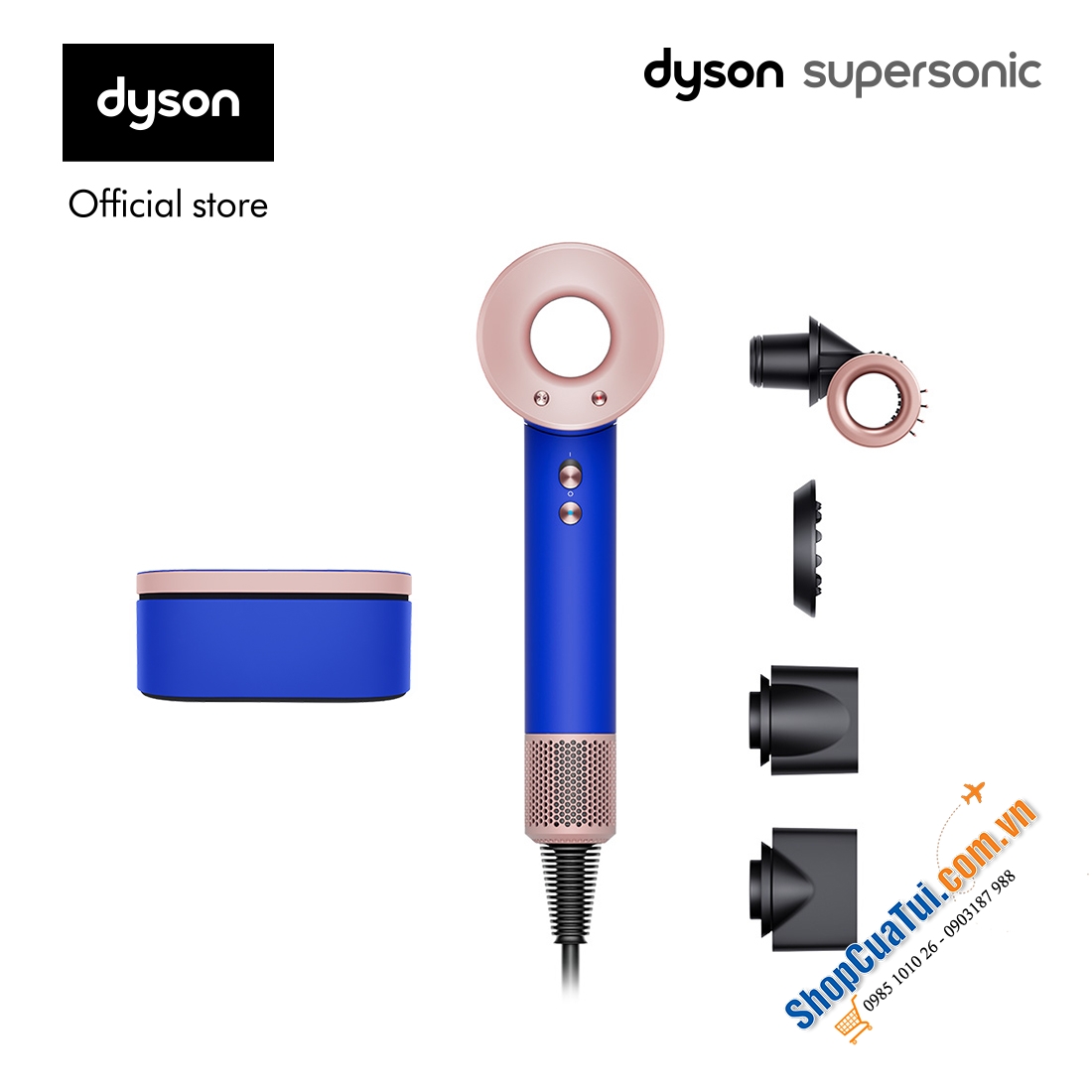 MÁY SẤY TÓC DYSON SUPERSONIC HD15 - NEW MODEL - gồm 01 thân máy sấy, 04 đầu sấy cải tiến và 01 hộp đựng