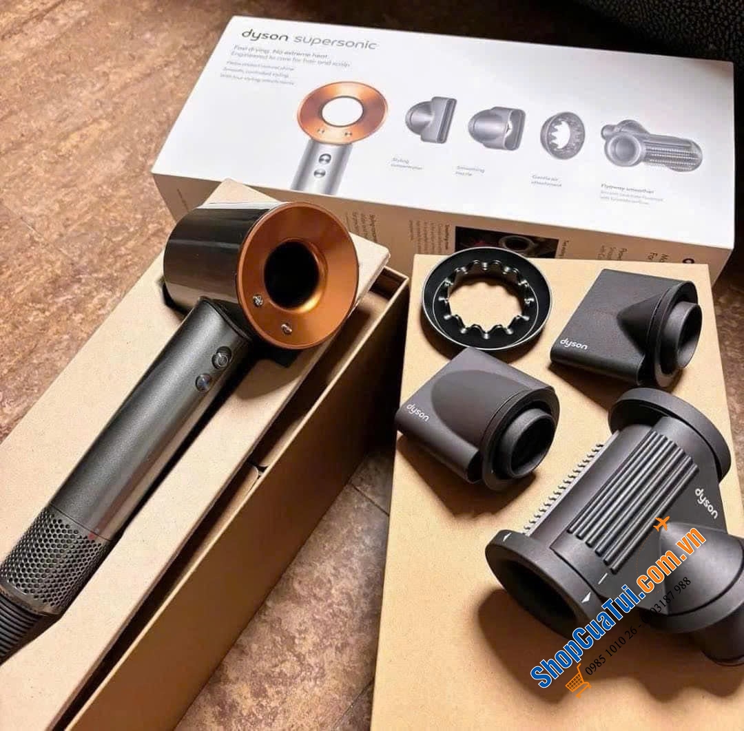 MÁY SẤY TÓC DYSON SUPERSONIC HD15 - NEW MODEL - gồm 01 thân máy sấy, 04 đầu sấy cải tiến và 01 hộp đựng