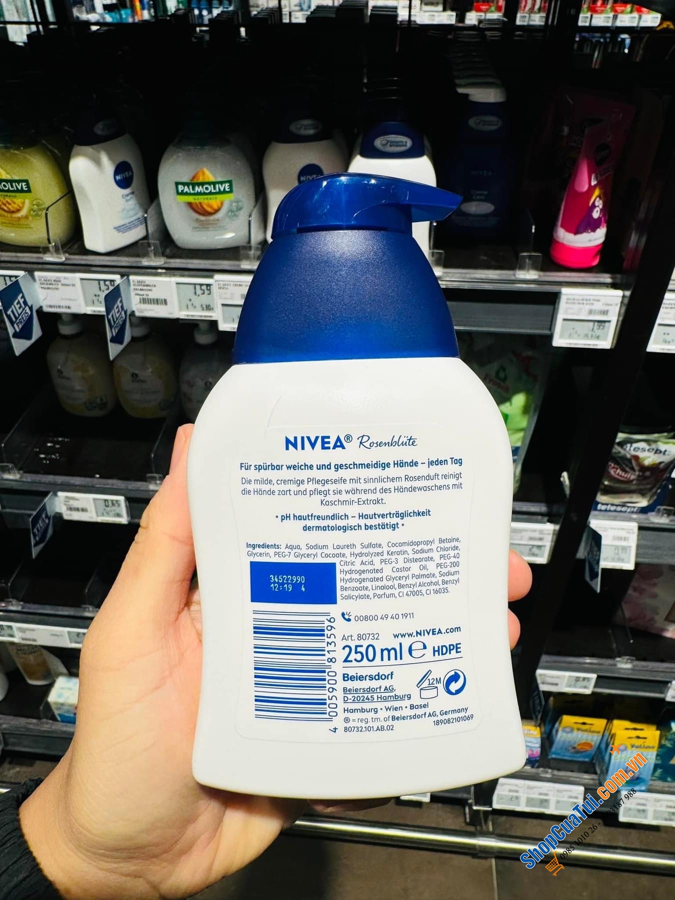 Nước rửa tay dạng sữa Nivea Rose  Germany 250ml - Làm sạch da tay và chăm sóc da tay với hương thơm ngọt ngào, nhẹ nhàng