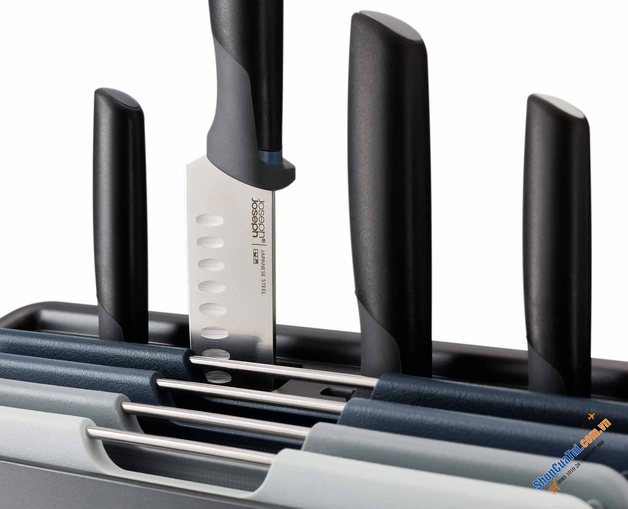 Bộ Dao Thớt 8 Món Joseph Joseph Folio Plus 60216 gồm 4 dao và 4 thớt SIZE LỚN