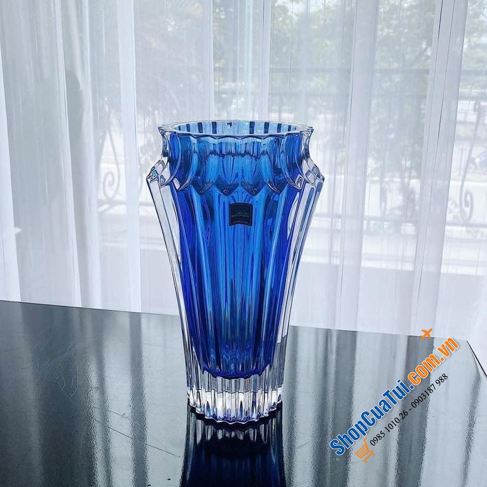 Lọ hoa pha lê Rogaska Crown Jewel 25cm - Các màu: Xanh Blue, Xanh dương, Đen, Đỏ, Trắng