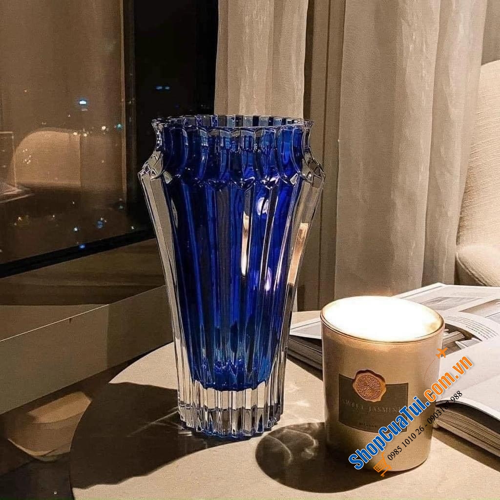 Lọ hoa pha lê Rogaska Crown Jewel 25cm - Các màu: Xanh Blue, Xanh dương, Đen, Đỏ, Trắng