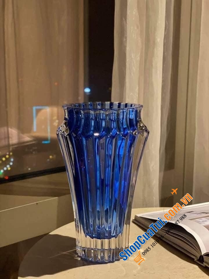 Lọ hoa pha lê Rogaska Crown Jewel 25cm - Các màu: Xanh Blue, Xanh dương, Đen, Đỏ, Trắng
