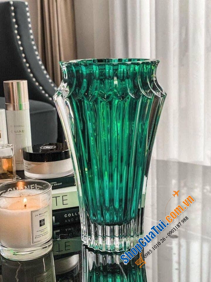 Lọ hoa pha lê Rogaska Crown Jewel 25cm - Các màu: Xanh Blue, Xanh dương, Đen, Đỏ, Trắng