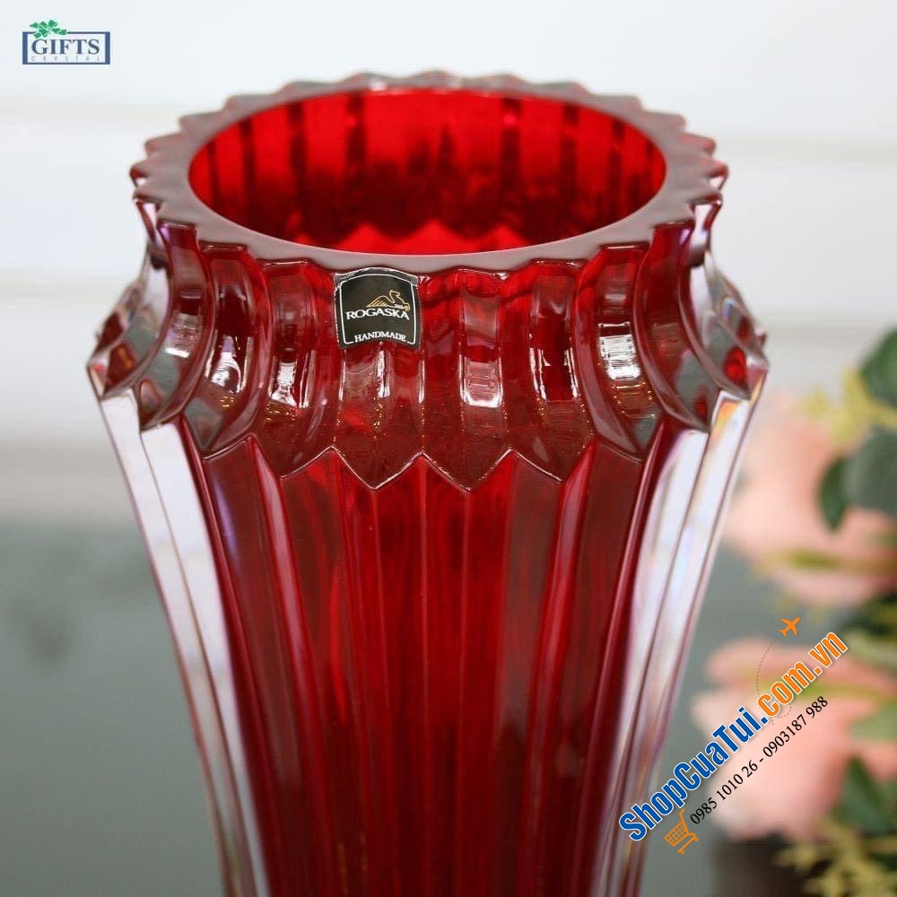 Lọ hoa pha lê Rogaska Crown Jewel 25cm - Các màu: Xanh Blue, Xanh dương, Đen, Đỏ, Trắng
