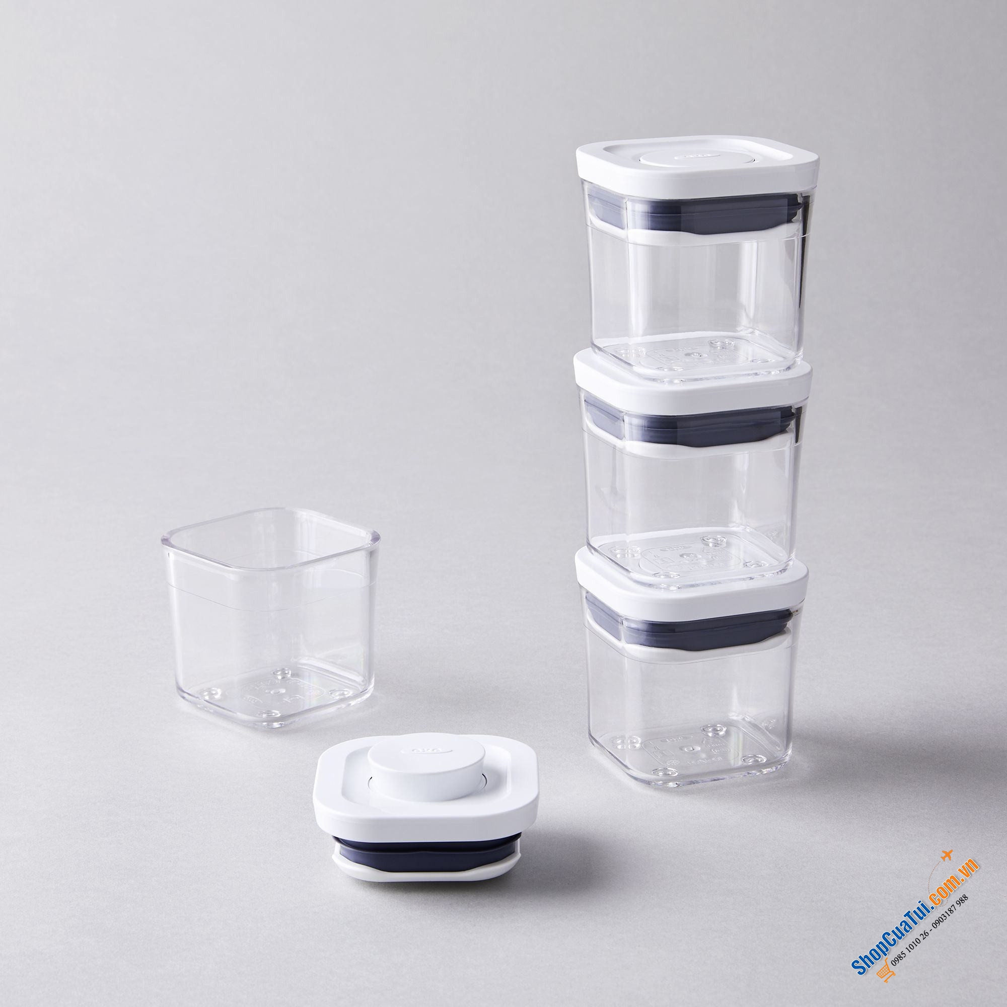Sét 4 hộp đựng gia vị, thảo mộc Oxo - Bộ hộp đựng POP mini 4 món OXO 200ml hoàn hảo để giữ thảo mộc và gia vị khô luôn tươi ngon và ngăn nắp
