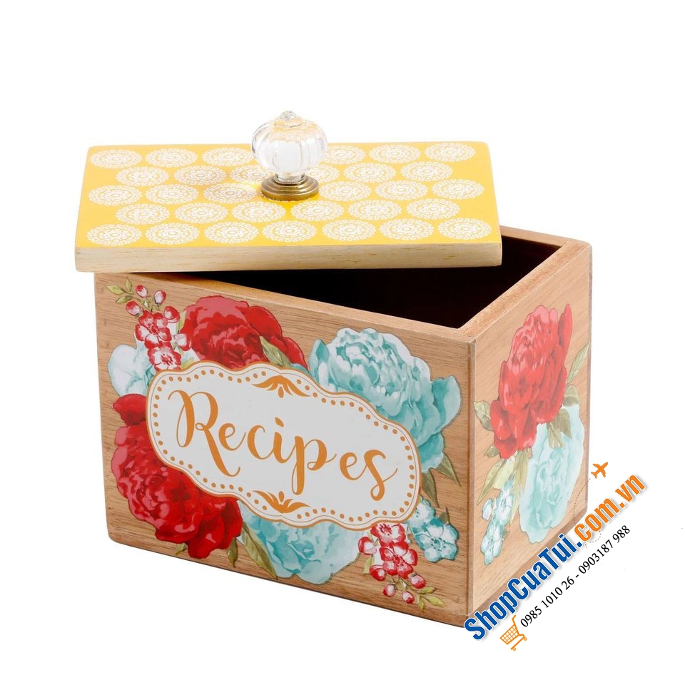 Hộp gỗ The Pioneer Woman Blossom Jubilee Wood Recipe - sang trọng, mộc mạc cổ điển