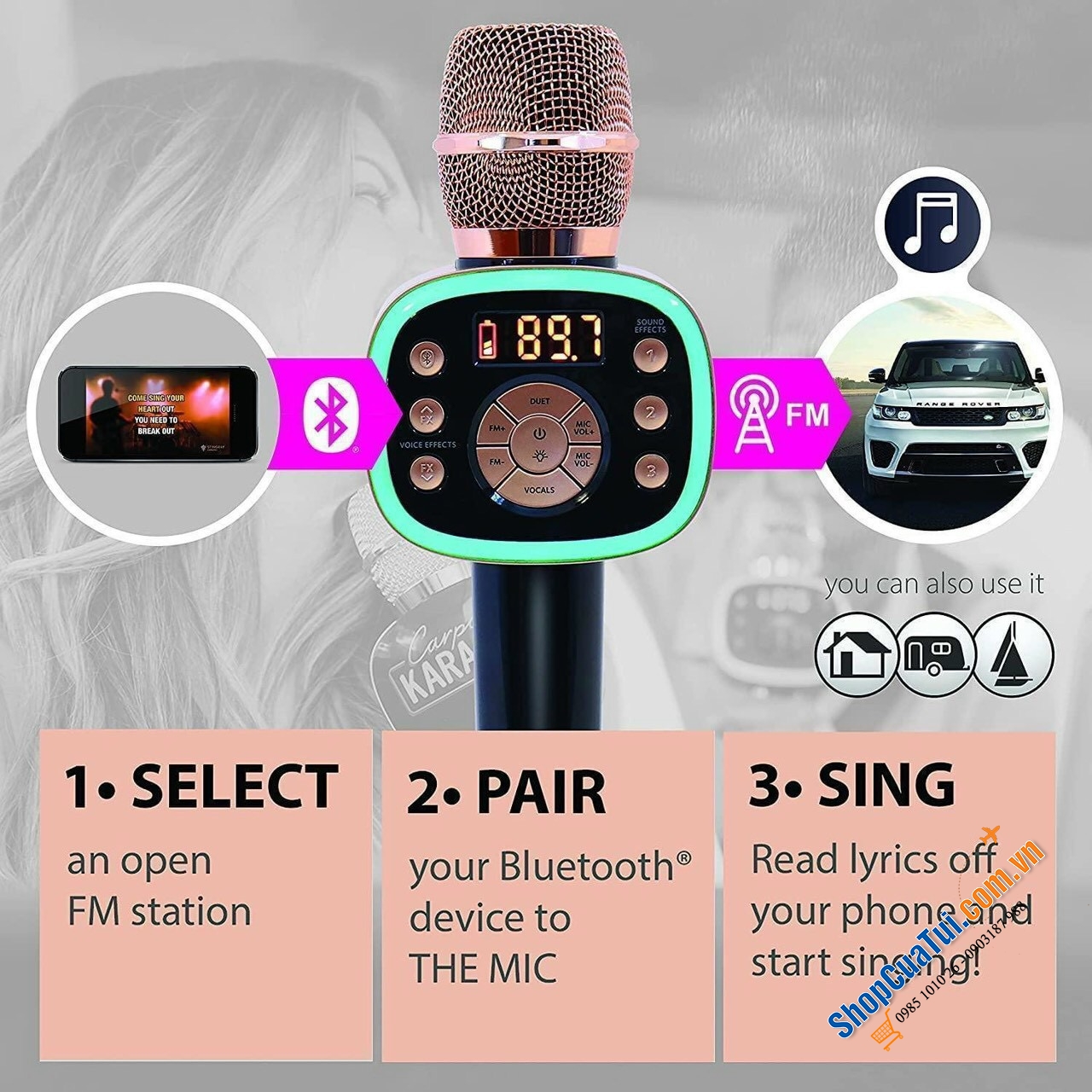 Mic hát Karaoke không dây dùng trên xe ô tô Carpool 2.0 - Biến chiếc xe hơi của bạn thành dàn karaoke chuyên nghiệp