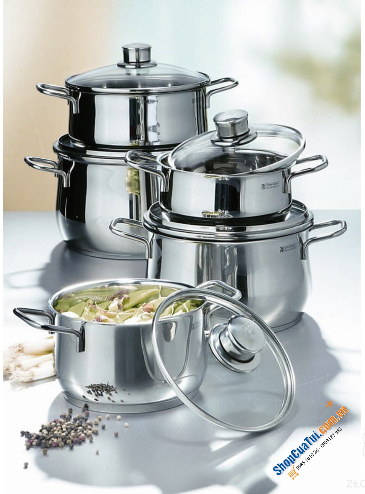 Bộ nồi WMF Diadem Plus 6 món 5 nồi 1 chảo - Chuẩn sang trọng, thanh lịch