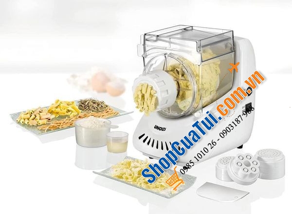 Máy làm bún mì tự động Unold 68801 có thể làm được nhiều loại mì nhờ những đầu ống khác nhau