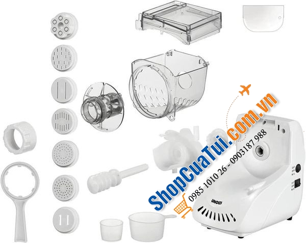 Máy làm bún mì tự động Unold 68801 có thể làm được nhiều loại mì nhờ những đầu ống khác nhau