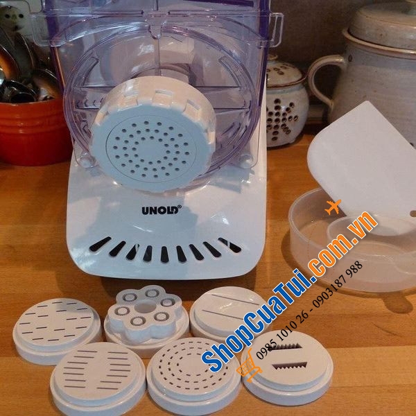 Máy làm bún mì tự động Unold 68801 có thể làm được nhiều loại mì nhờ những đầu ống khác nhau