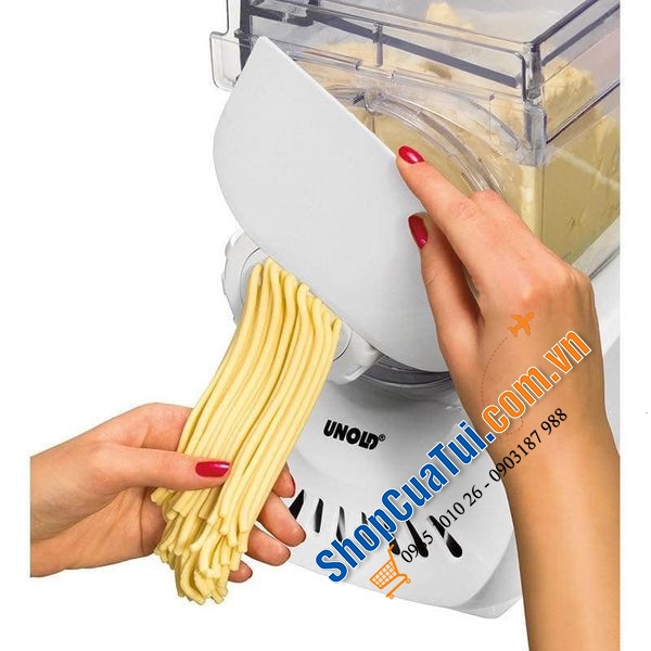 Máy làm bún mì tự động Unold 68801 có thể làm được nhiều loại mì nhờ những đầu ống khác nhau