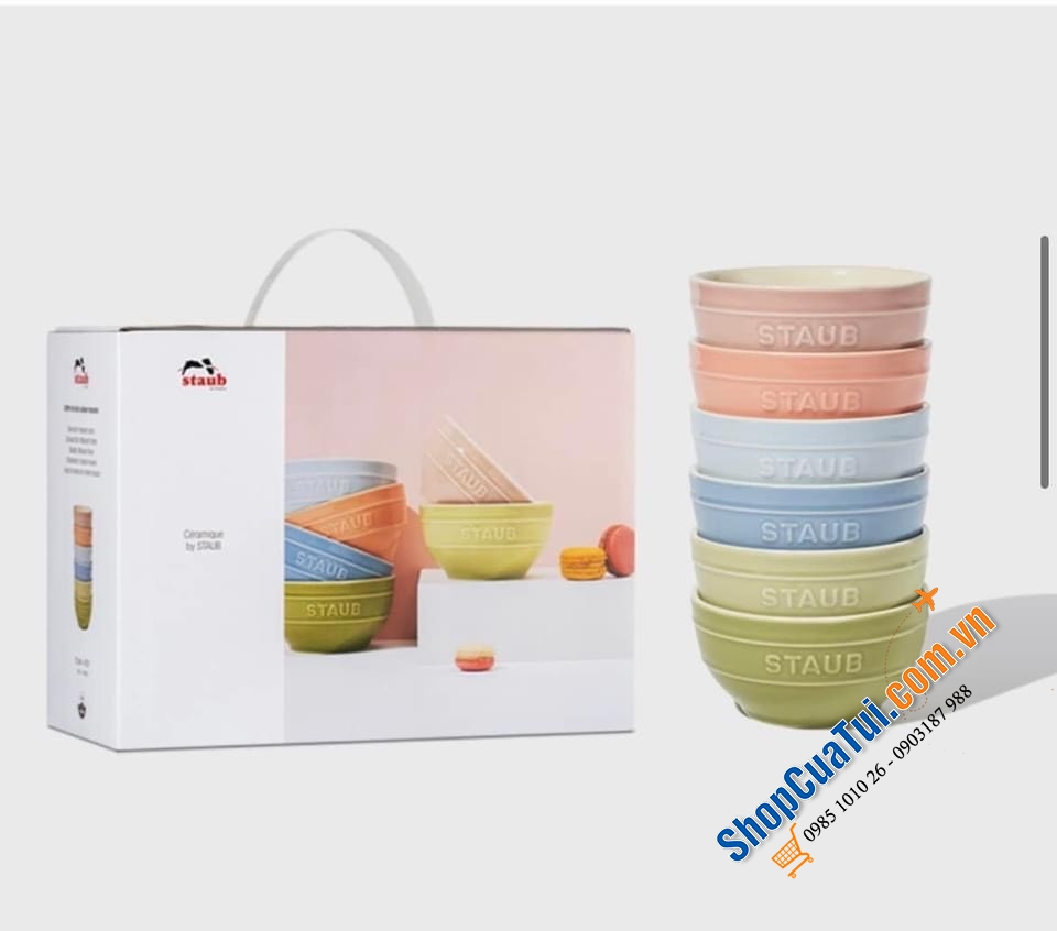 Set 6 bát STAUB màu pastel MACARON xinh xắn mà cực yêu - bát ăn cơm 12cm