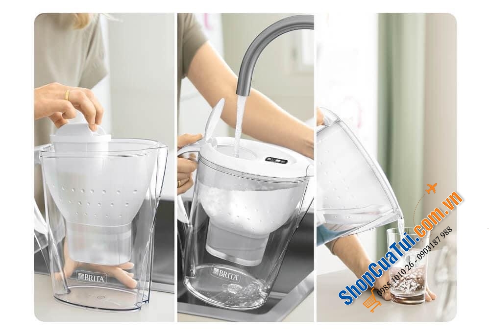BÌNH LỌC NƯỚC BRITA MARELLA XL 3,5L KÈM 2 LÕI LỌC CÔNG NGHỆ MỚI.