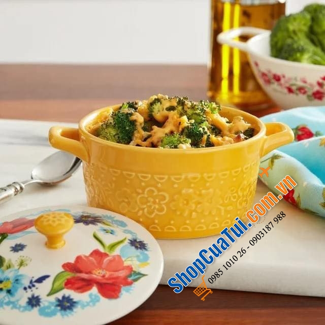 Set 4 nồi sứ mini The Pioneer Woman Floral Medley 16cm - Có 2 mẫu