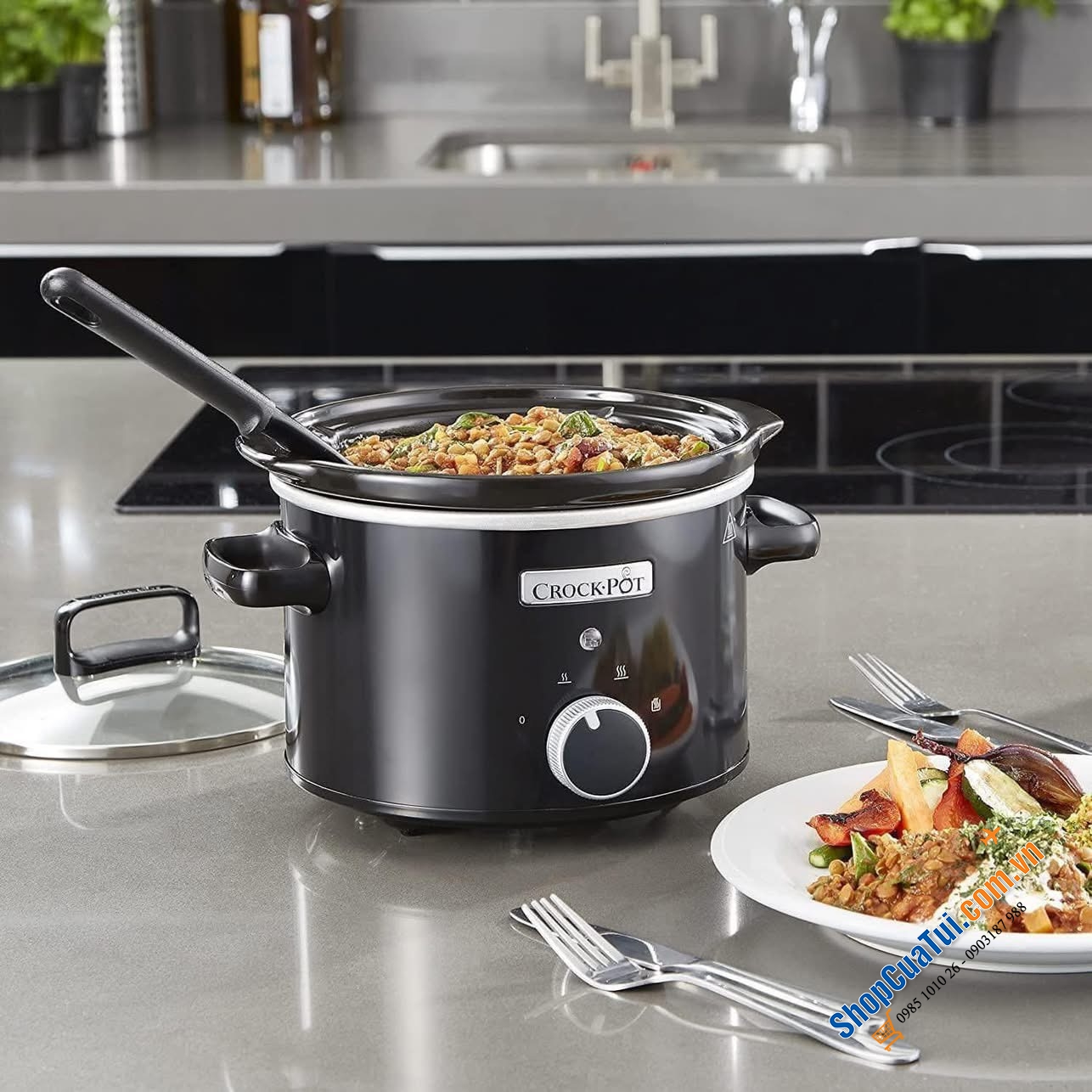 Nồi nấu chậm Crock Pot 1.8 Lít - lý tưởng cho các hộ gia đình nhỏ, hoặc nấu cháo cho các bé